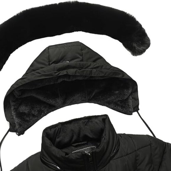 Women Waterproof Long Winter Coat Thickened Down Alternative Black Puffer Jacket - Picture 5 of 5